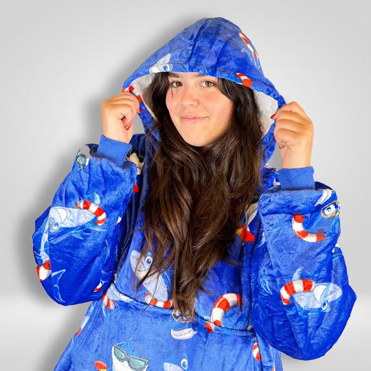 wearable blanket with hood