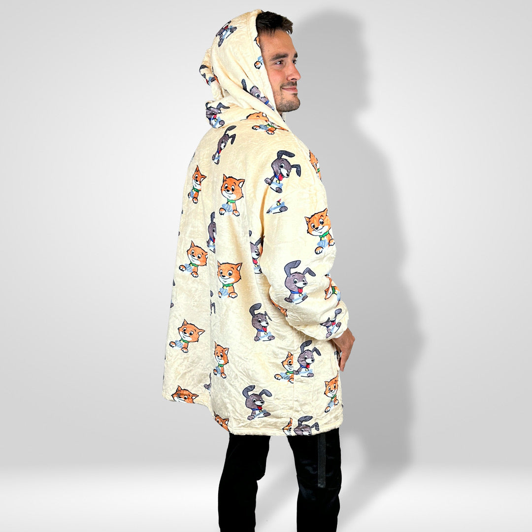 Experience ultimate comfort in the Furry Friends Snuggle Wrap blanket.