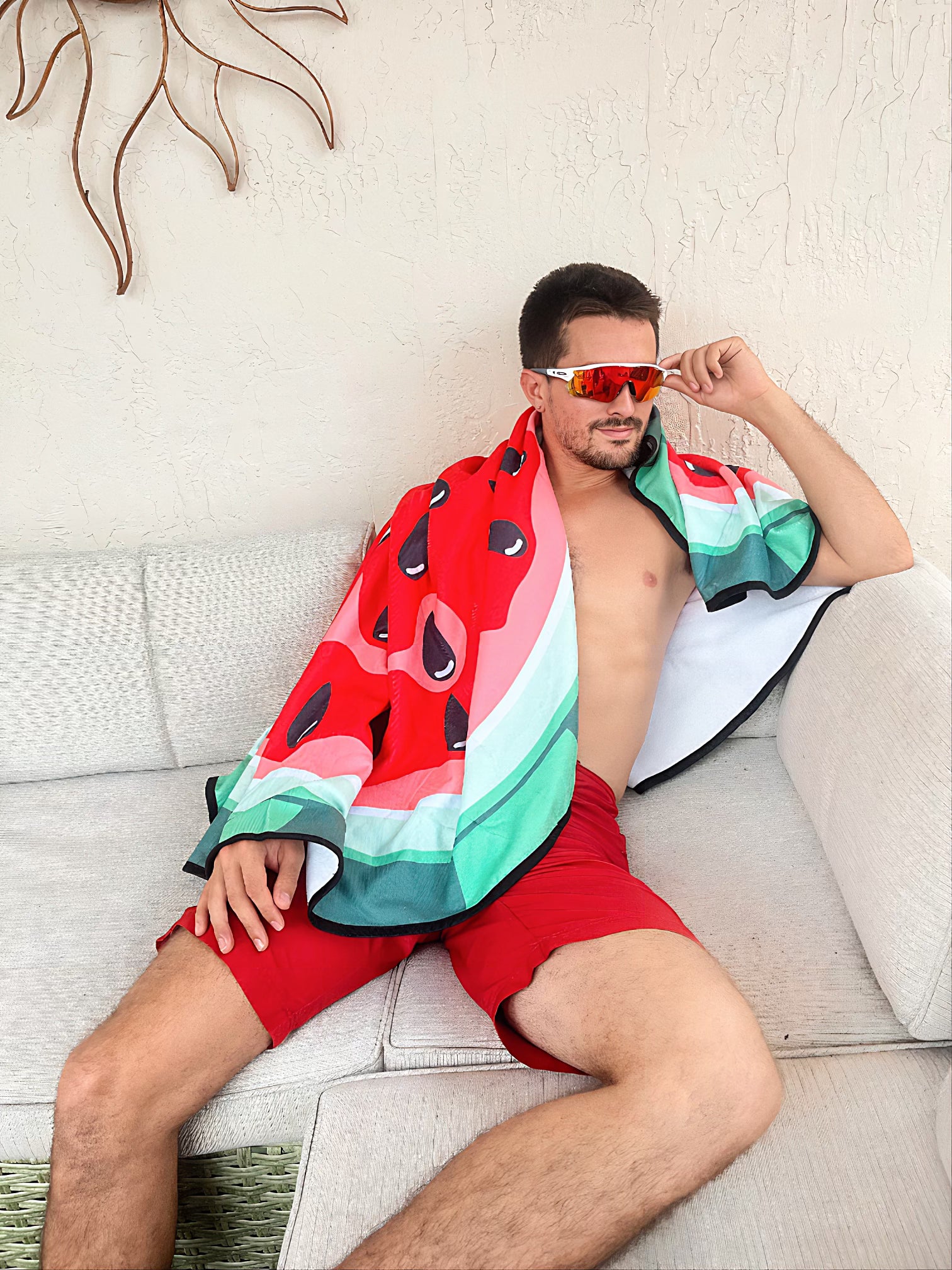 Beach-Ready Juicy Melon Splash Design Towel