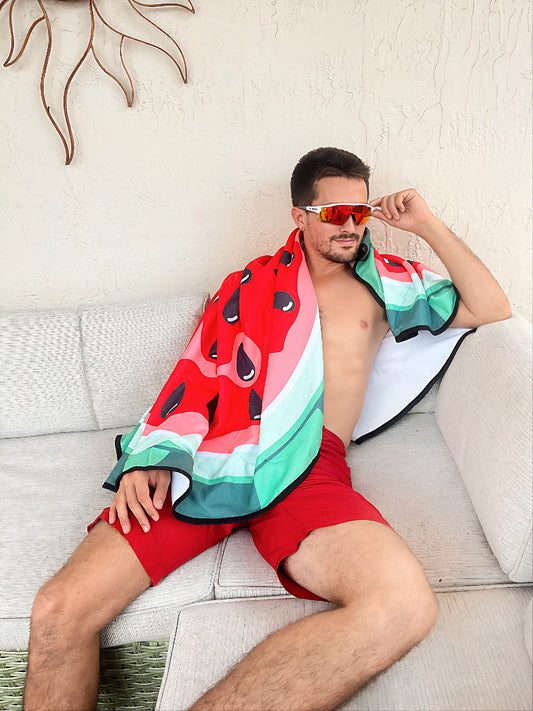 Beach-Ready Juicy Melon Splash Design Towel