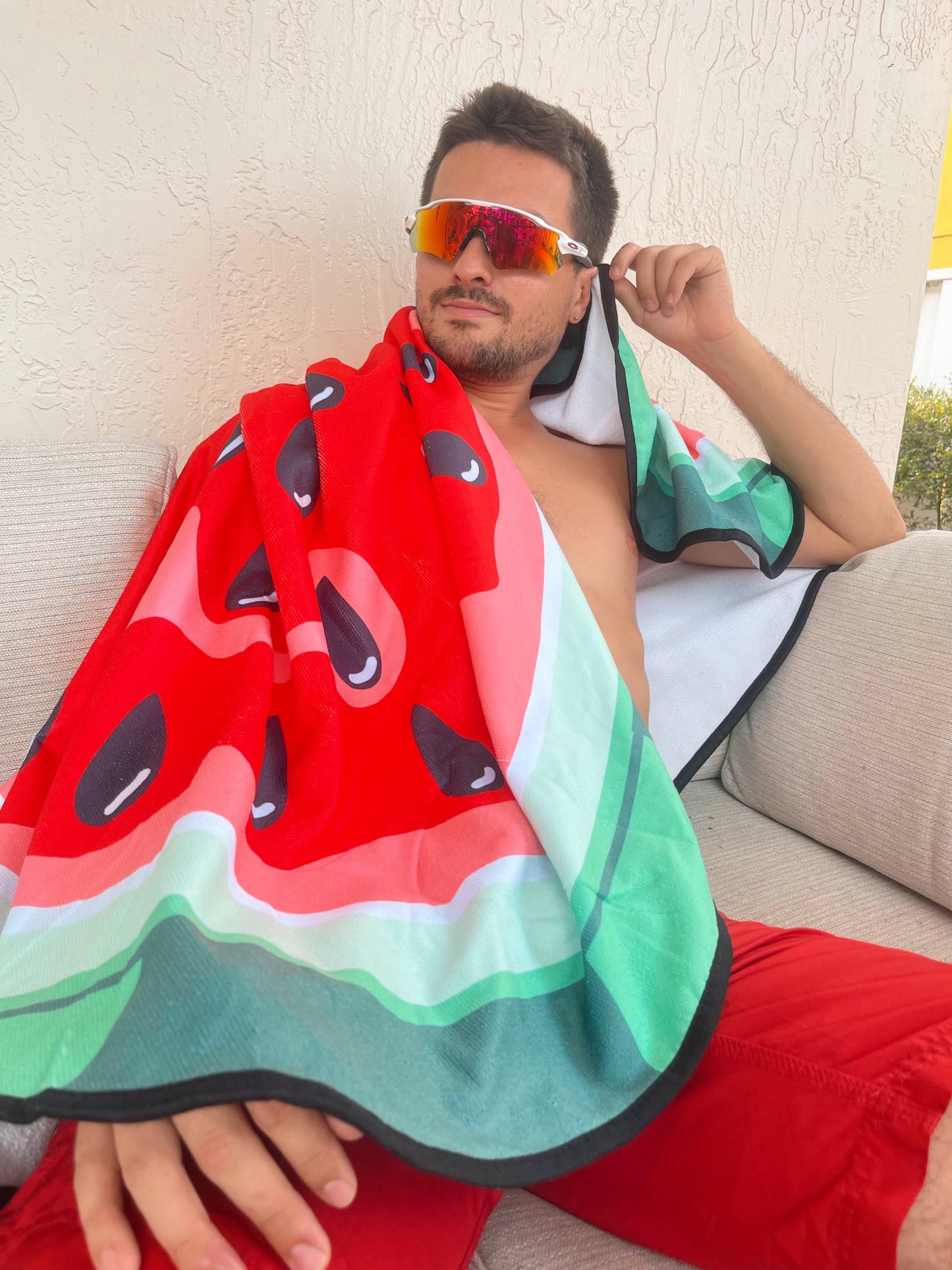 Vibrant Juicy Melon Splash Beach Towel