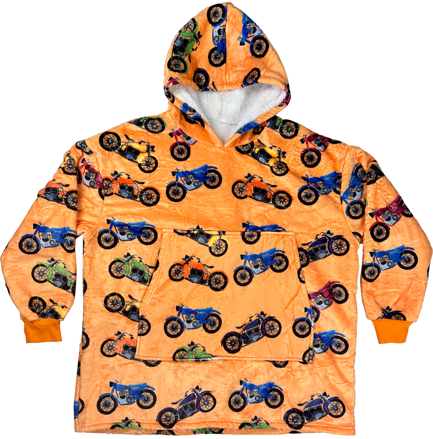 Motorcycle themed cozy wearable blanket