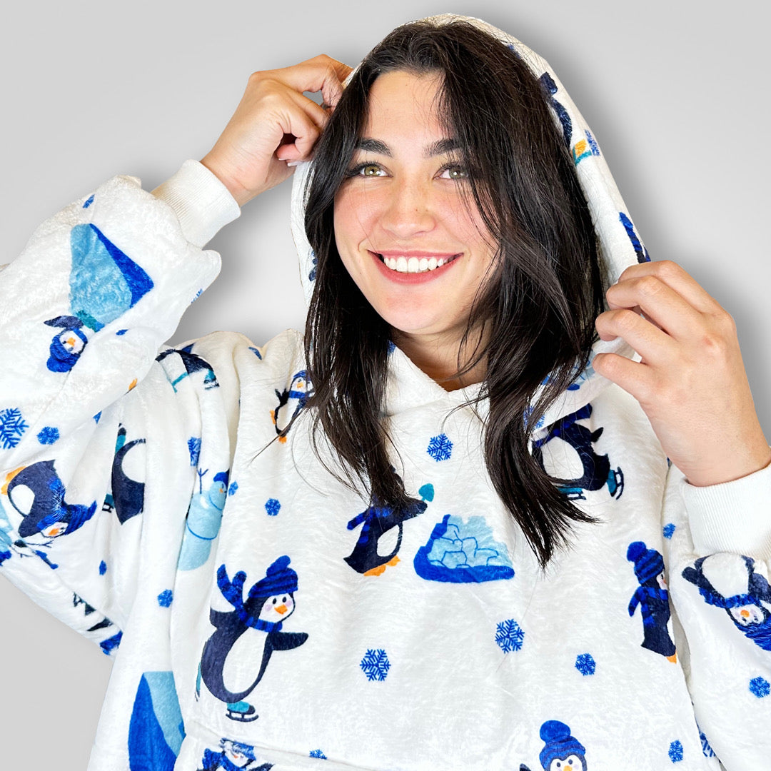 Experience warmth and comfort in our 'Penguin Pals' Wearable Blanket