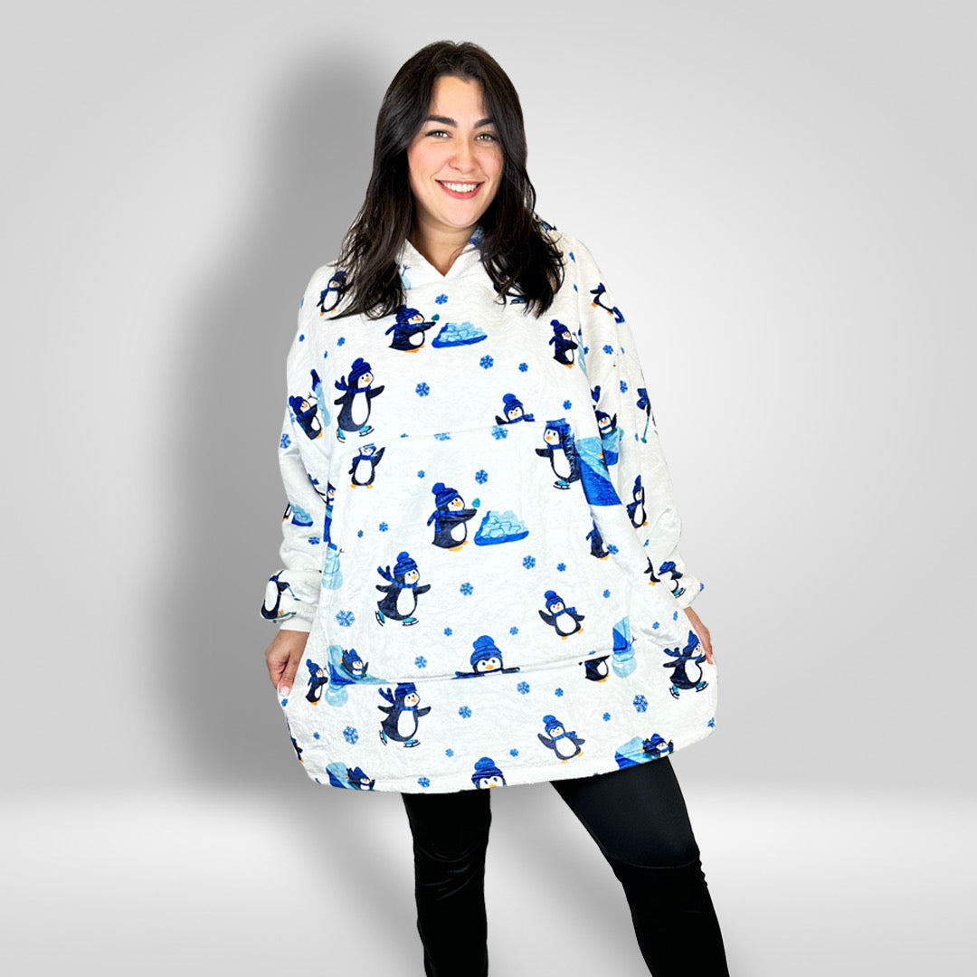 Keep the cold at bay with the 'Penguin Pals' Wearable Blanket, featuring cute penguin companions
