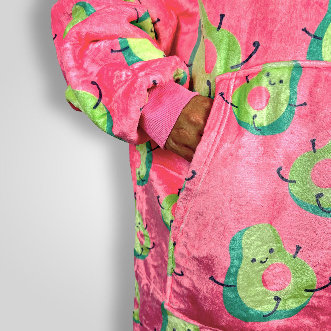 Long avocado-patterned wearable blanket