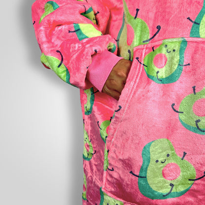 Long avocado-patterned wearable blanket