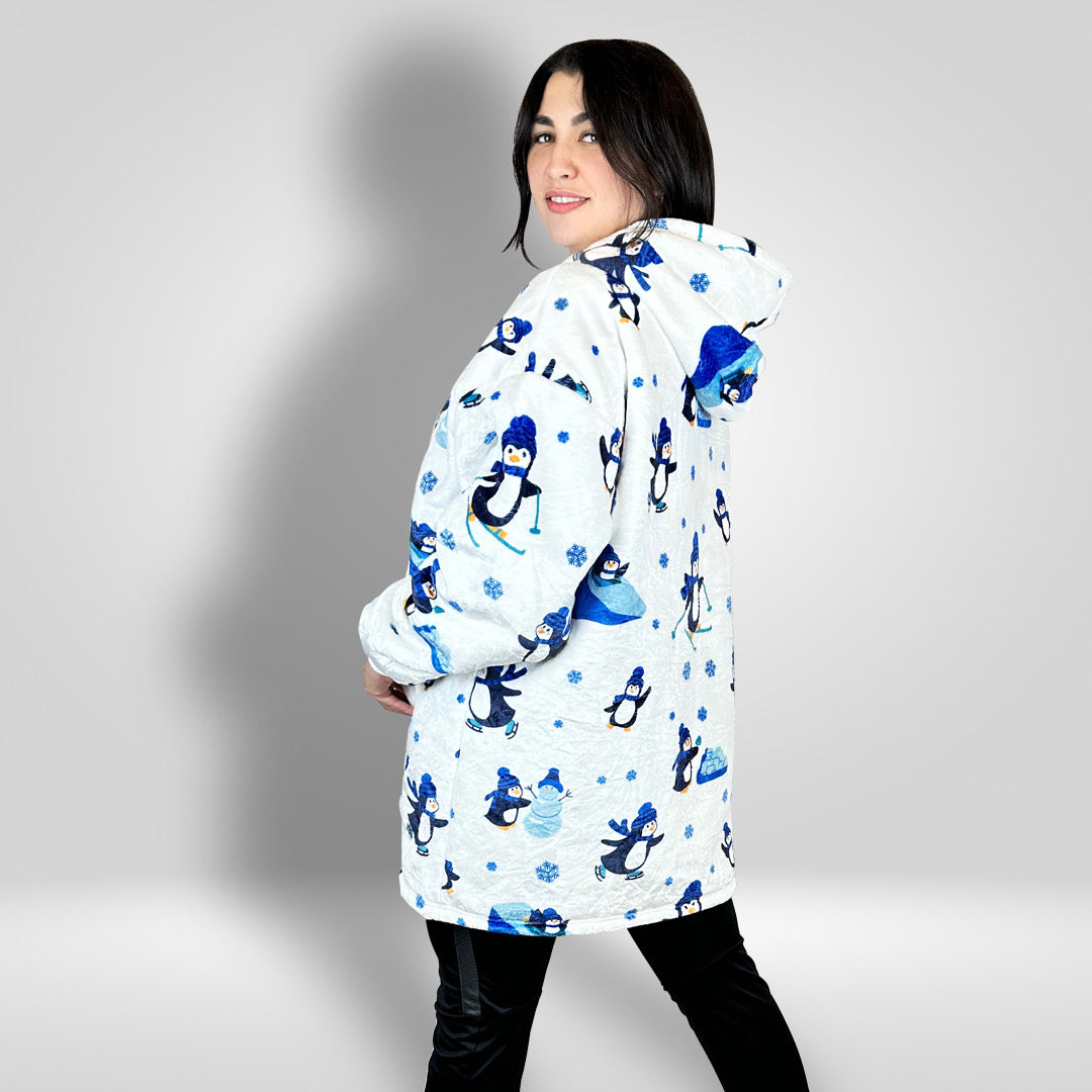 Stay cozy with our 'Penguin Pals' Wearable Blanket, featuring adorable penguin pals design.