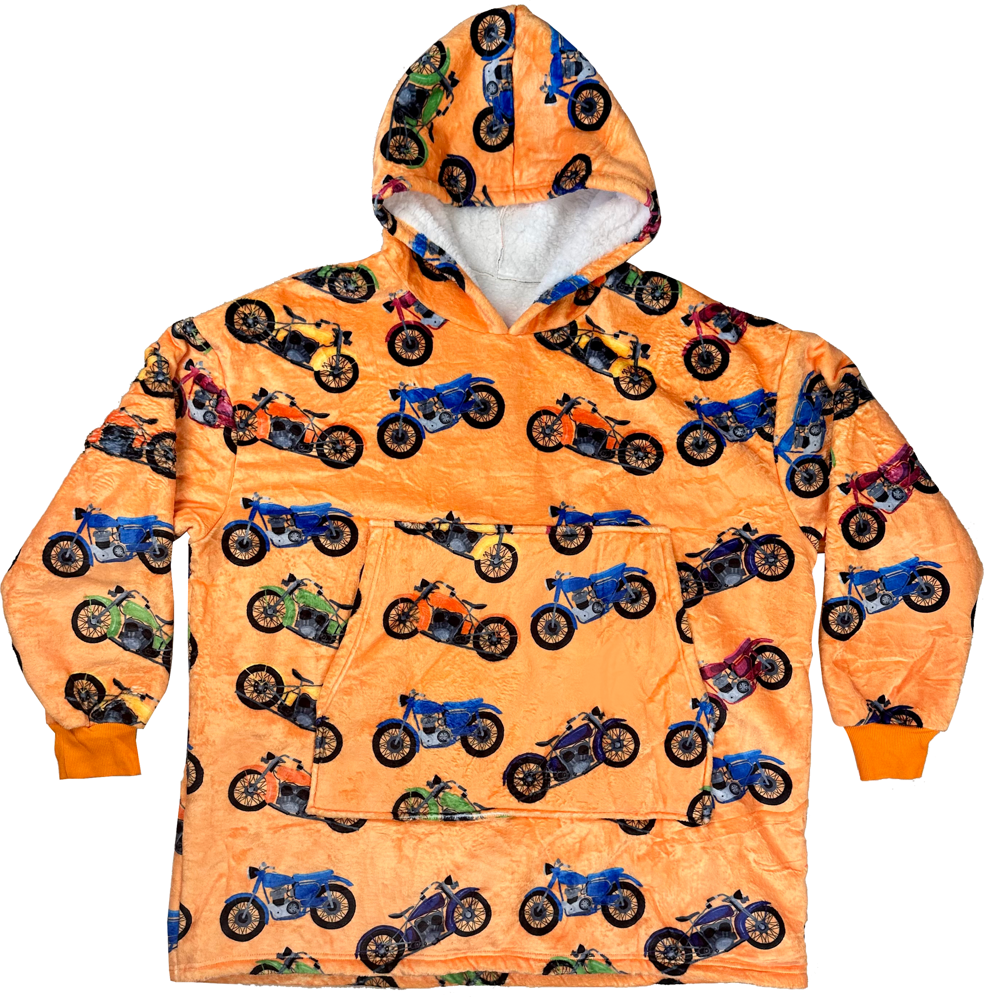 Motorcycle themed cozy wearable blanket
